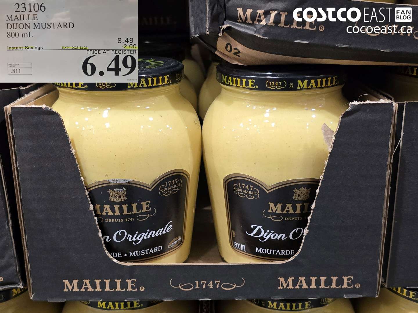23106 MAILLE DIJON MUSTARD 800 ML ($2.00 INSTANT SAVINGS EXPIRES ON 2025-12-21) $6.49