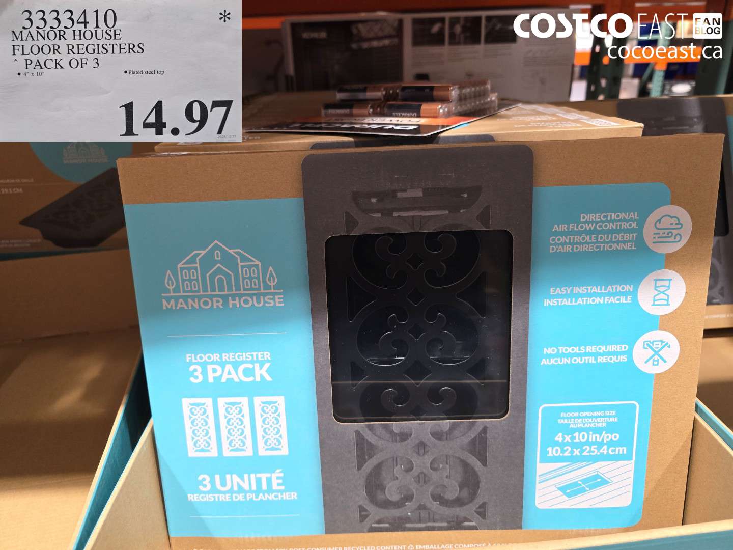 3333410 MANOR HOUSE FLOOR REGISTERS PACK OF 3 $14.97