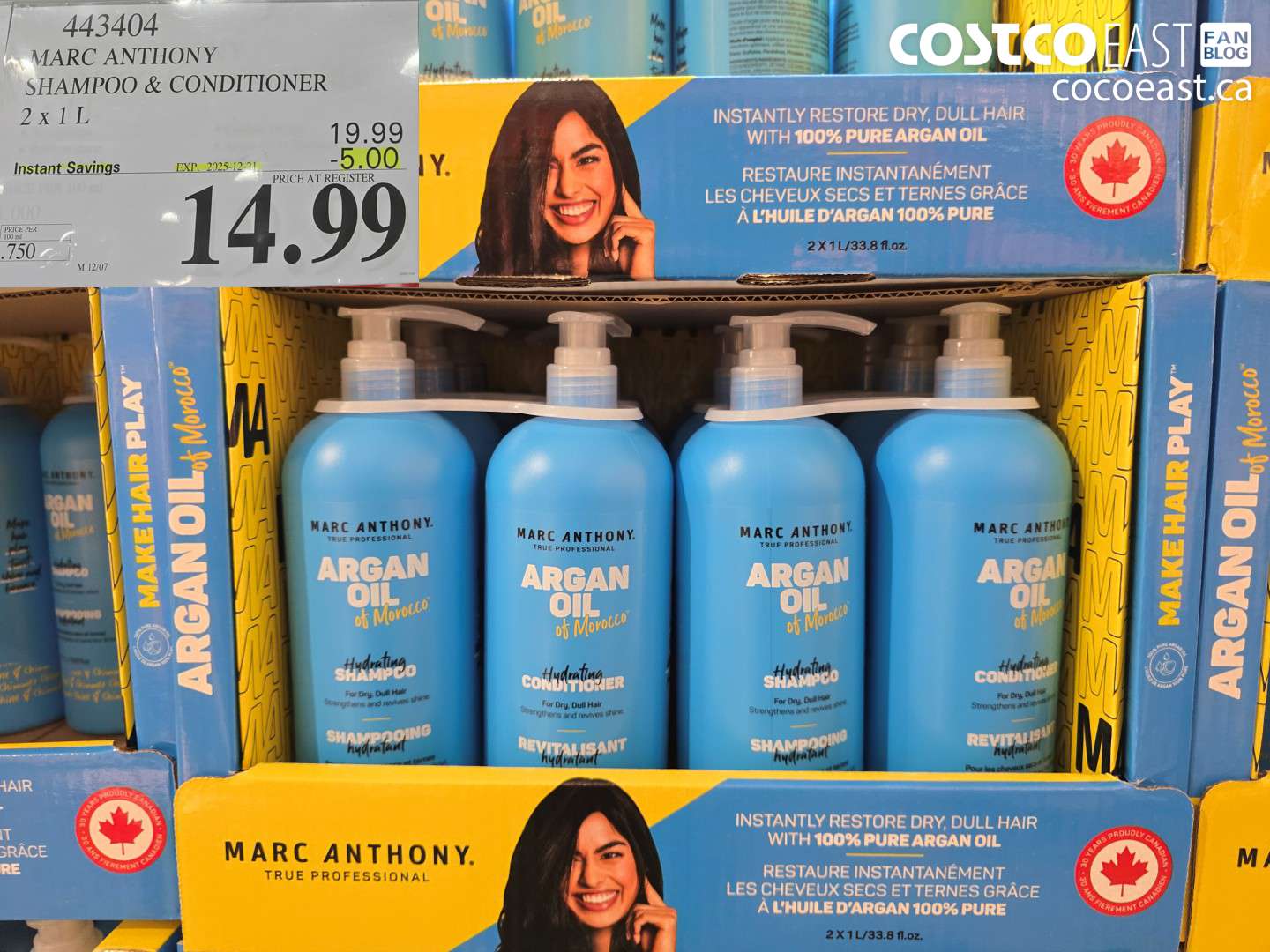 433404 MARC ANTHONY SHAMPOO & CONDITIONER 2x1 L ($5.00 INSTANT SAVINGS EXPIRES ON 2025-12-21) $14.99
