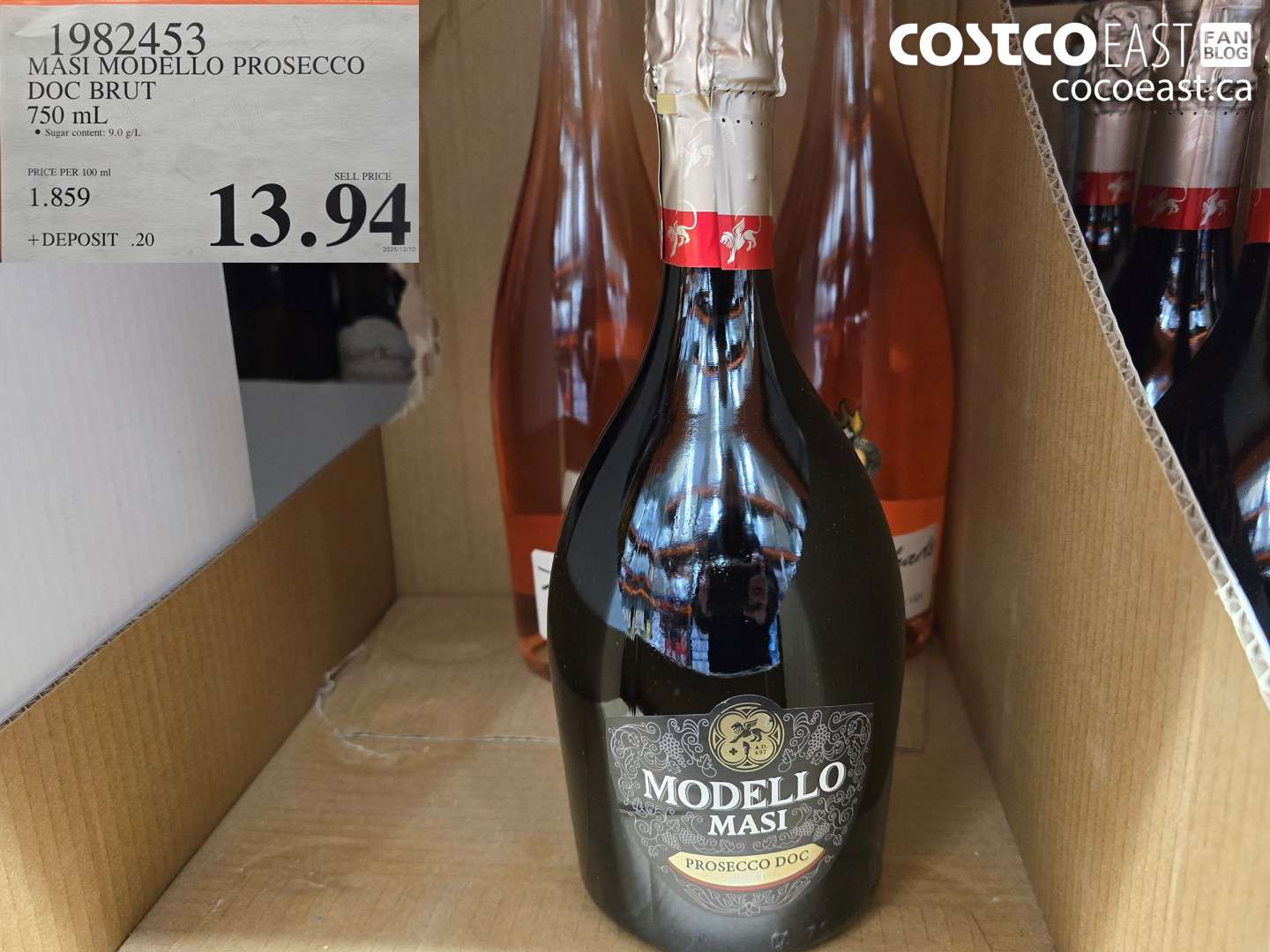 1982453 MASI MODELLO PROSECCO DOC BRUT 750 mL $13.94