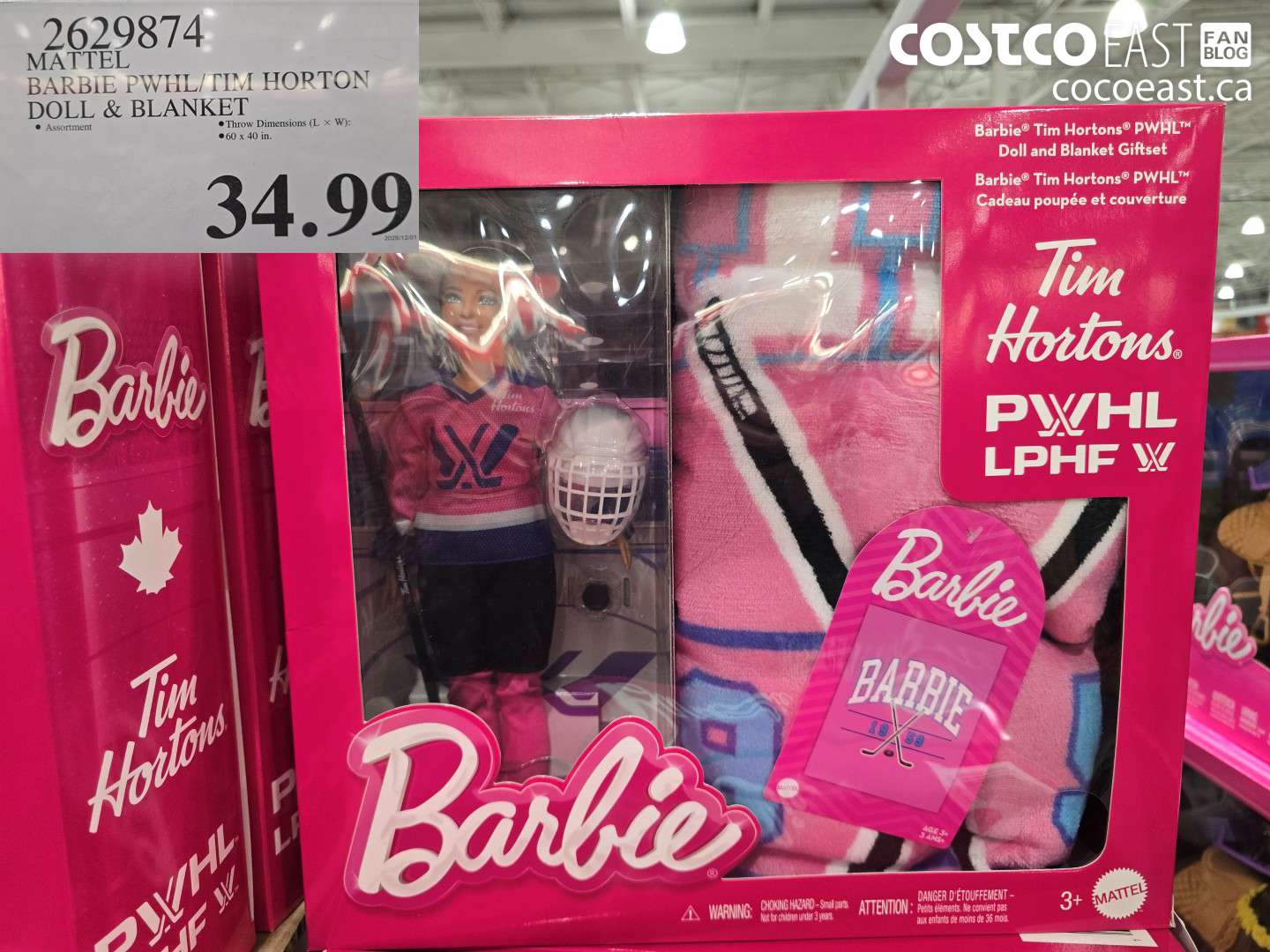 2629874 MATTEL BARBIE PWHL/TIM HORTON DOLL & BLANKET $34.99