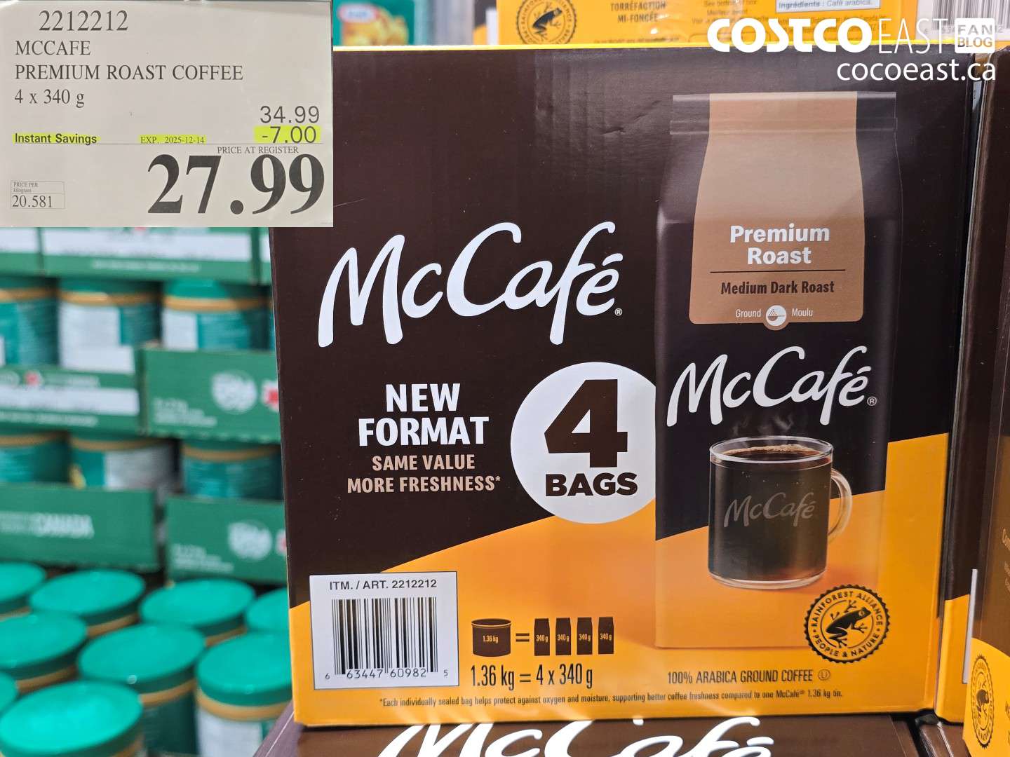 2212212 MCCAFE PREMIUM ROAST COFFEE 4 x 340 g ($7.00 INSTANT SAVINGS EXPIRES ON 2025-12-14) $27.99