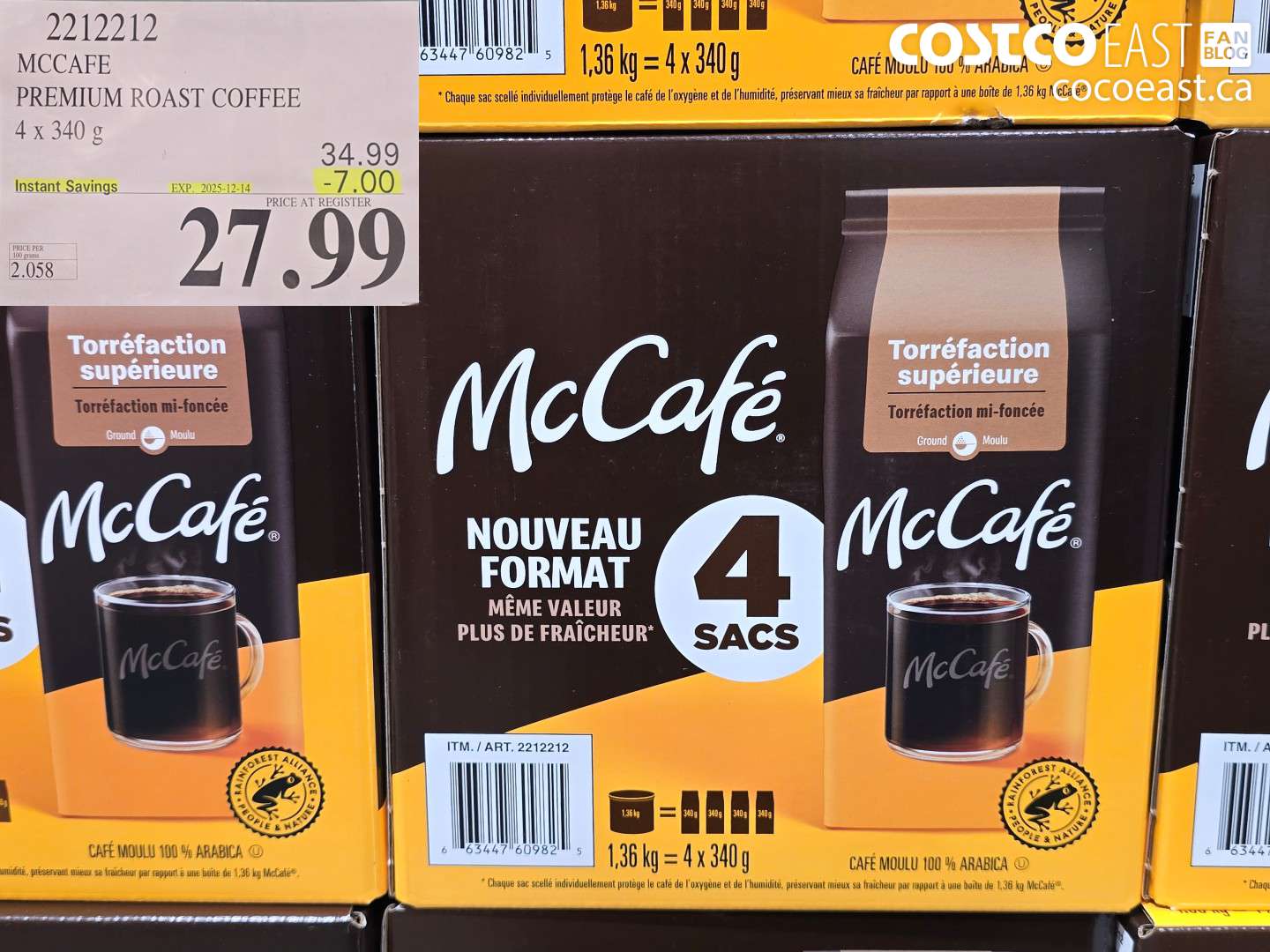 2212212 MCCAFE PREMIUM ROAST COFFEE 4 x 340 g ($7.00 INSTANT SAVINGS EXPIRES ON 2025-12-14) $27.99