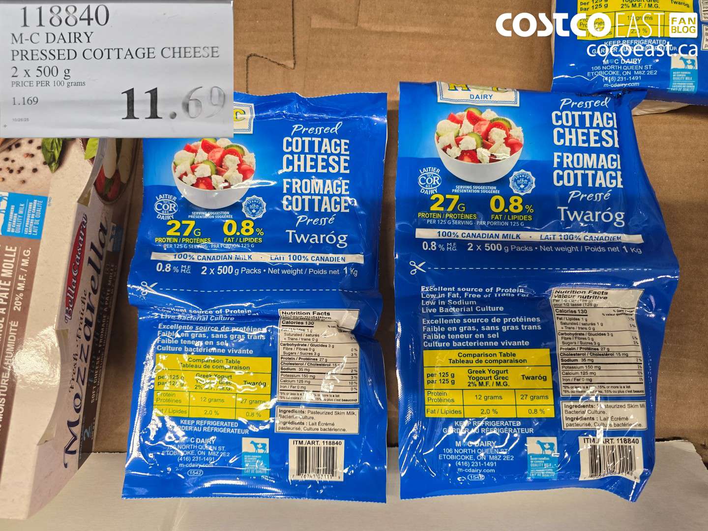 118840 M-C DAIRY PRESSED COTTAGE CHEESE 2x 500 g $11.69