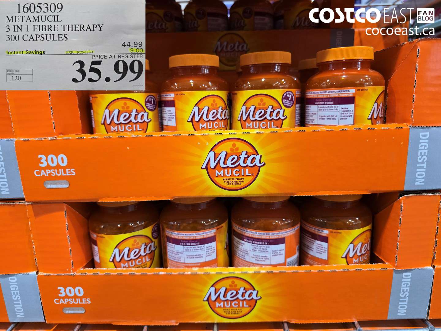 1605309 METAMUCIL 3-IN-1 FIBRE THERAPY 300 CAPSULES ($9.00 INSTANT SAVINGS EXPIRES ON 2025-12-21) $35.99