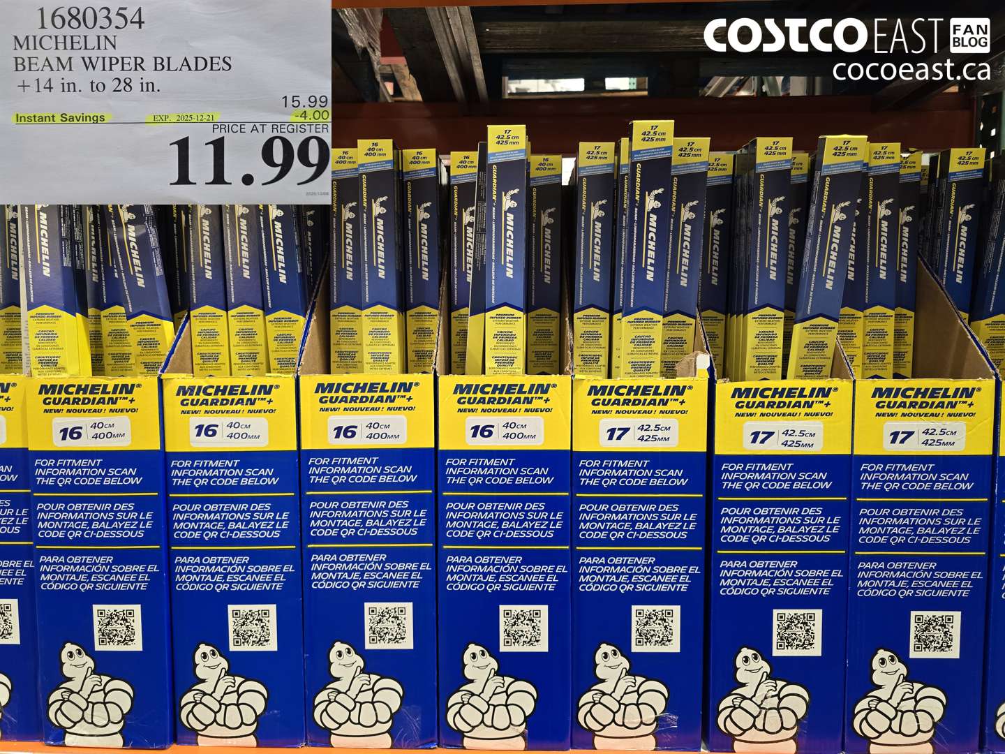 1680354 MICHELIN BEAM WIPER BLADES 14 IN TO 28 IN ($4.00 INSTANT SAVINGS EXPIRES ON 2025-12-21) $11.99