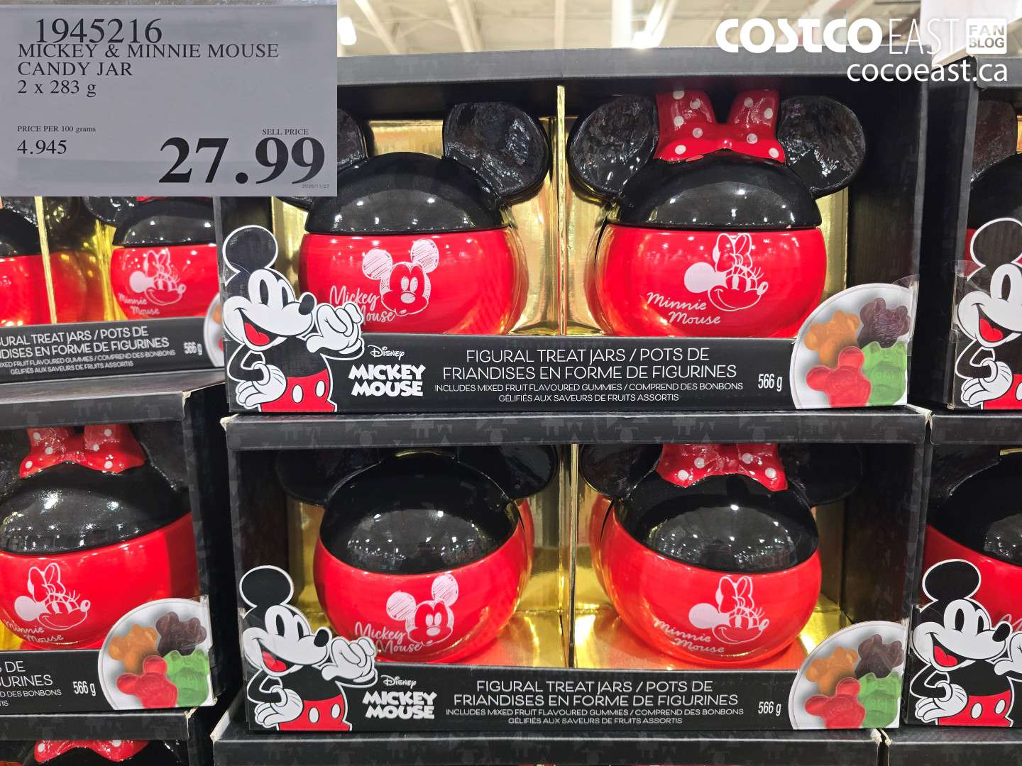 1945216 MICKEY & MINNIE MOUSE CANDY JAR 2 X 283 g $27.99