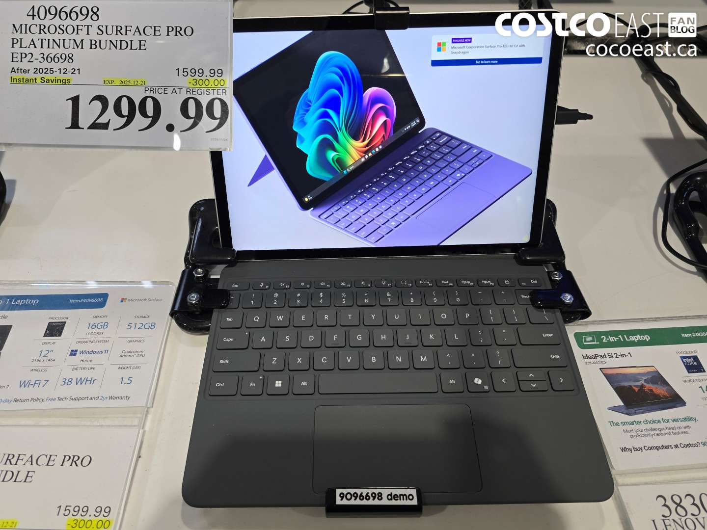 4096698 MICROSOFT SURFACE PRO PLATINUM BUNDLE EP2-36698 ($300.00 INSTANT SAVINGS EXPIRES ON 2025-12-21) $1299.99