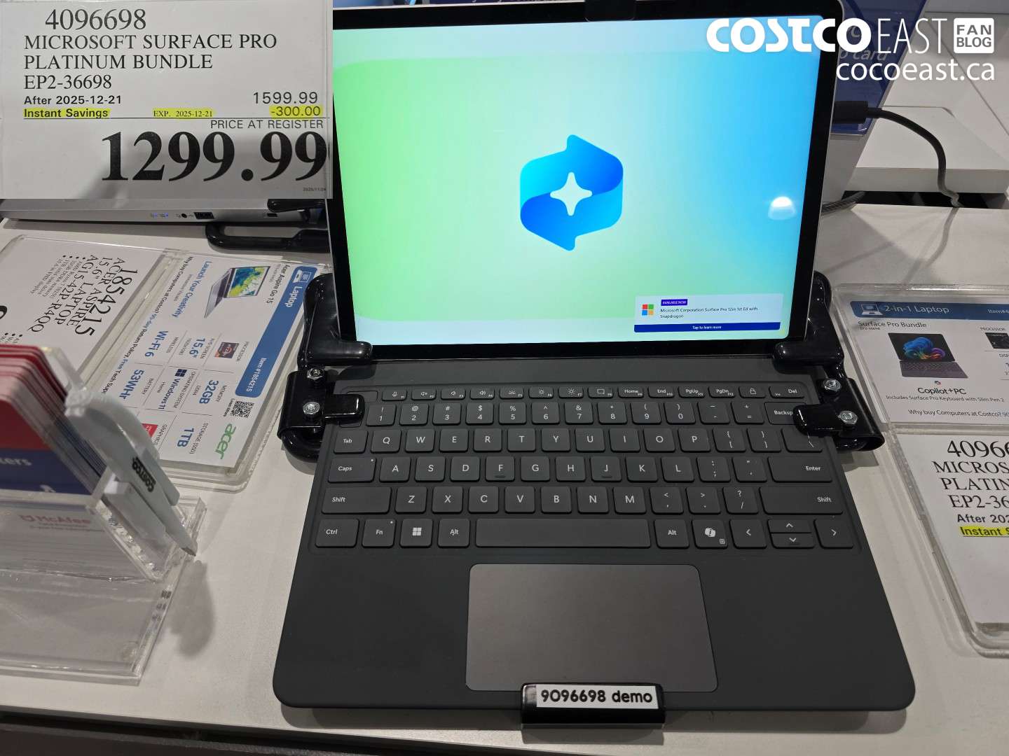 4096698 MICROSOFT SURFACE PRO PLATINUM BUNDLE EP2-36698 ($300.00 INSTANT SAVINGS EXPIRES ON 2025-12-21) $1299.99