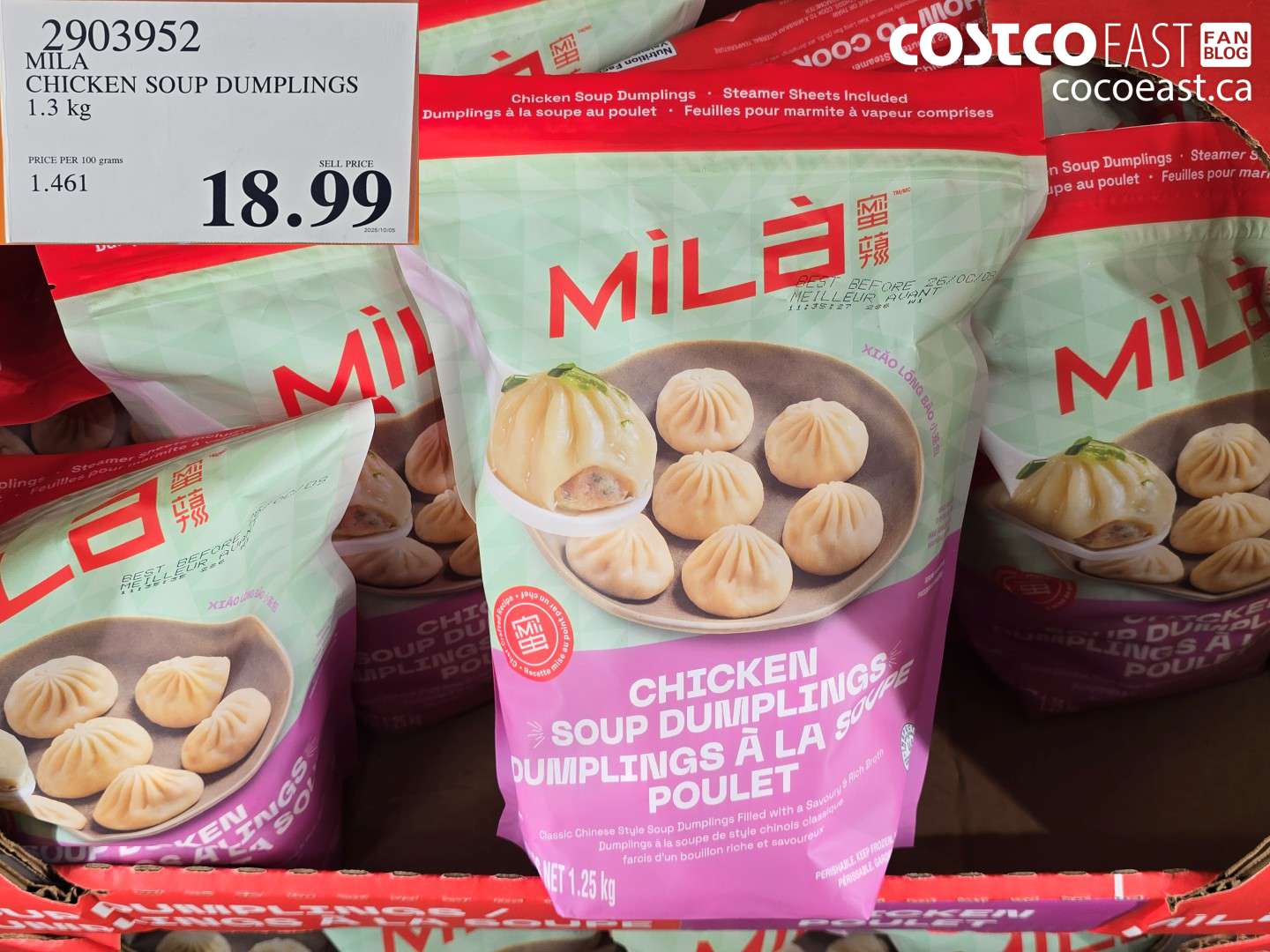 2903952 MILA CHICKEN SOUP DUMPLINGS 1.3 KG $18.99