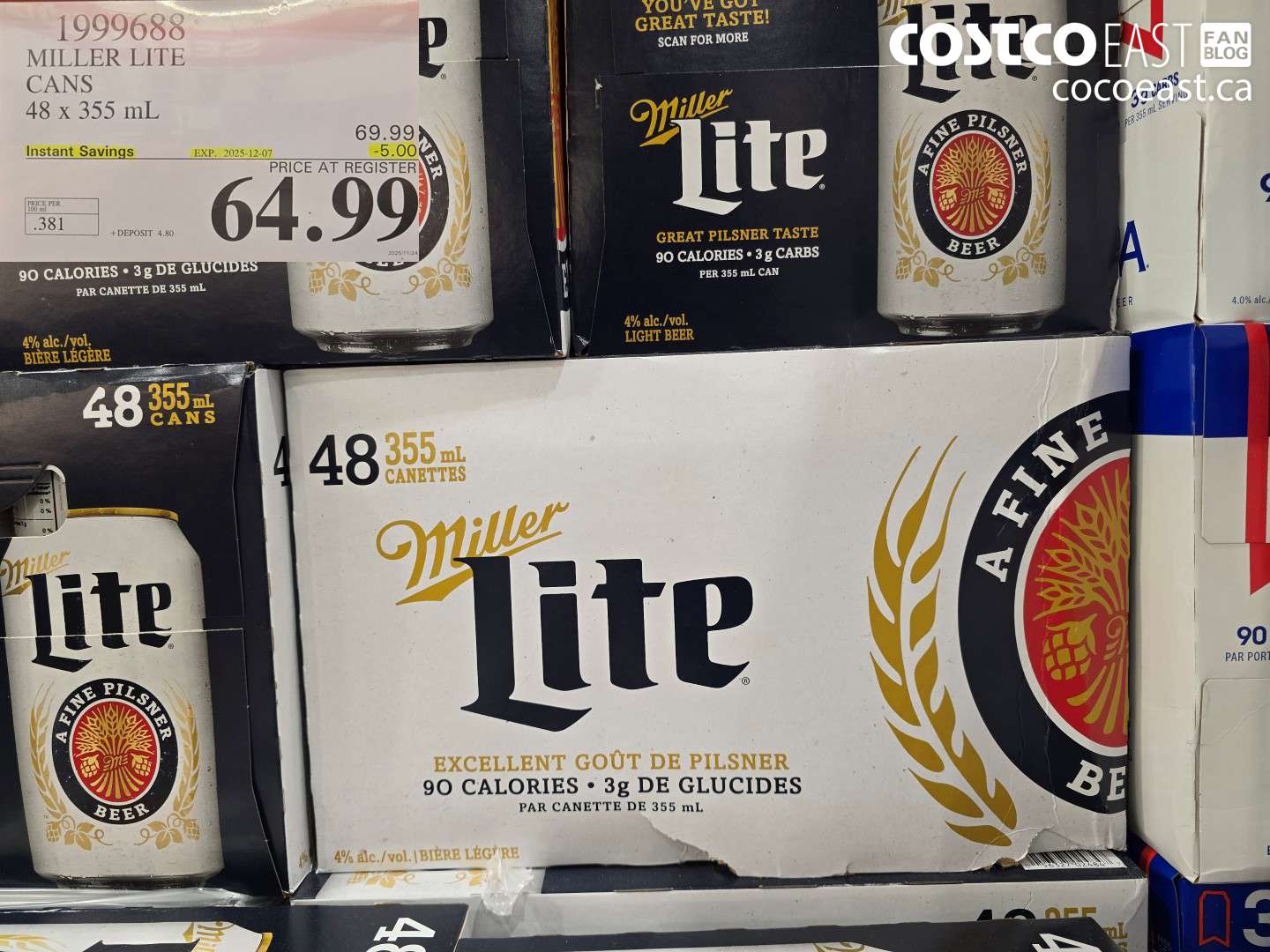 1999688 MILLER LITE CANS 48 x 355 mL ($5.00 INSTANT SAVINGS EXPIRES ON 2025-12-07) $64.99