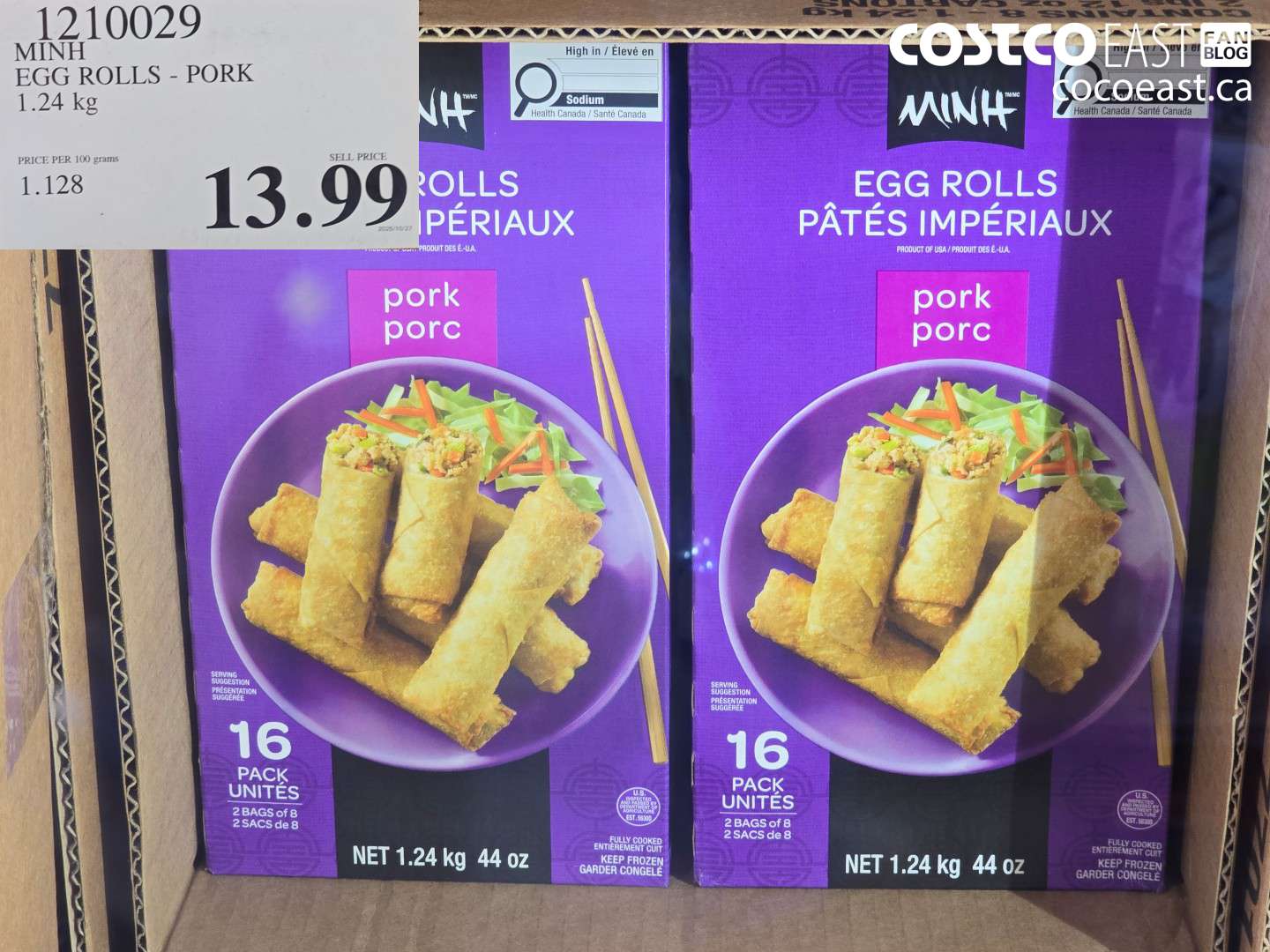 1210029 MINH EGG ROLLS - PORK 1.24 KG $13.99
