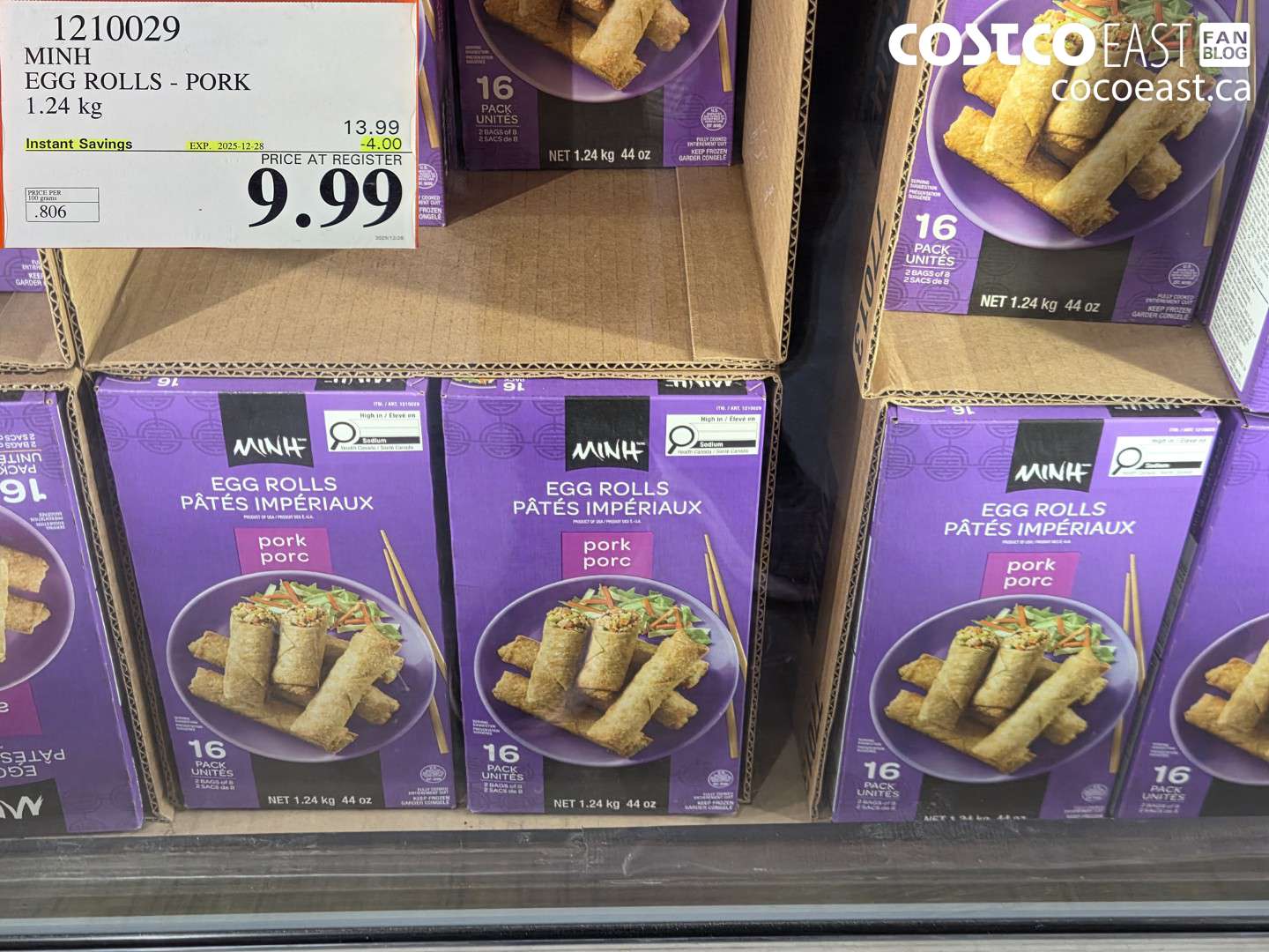 1210029 MINH EGG ROLLS - PORK 1.24 KG ($3.00 INSTANT SAVINGS EXPIRES ON 2025-12-28) $13.99