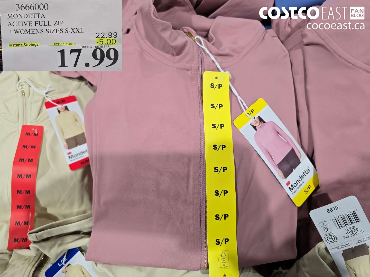 3666000 MONDETTA ACTIVE FULL ZIP +WOMENS SIZES S-XXL ($5.00 INSTANT SAVINGS EXPIRES ON 2026-01-18) $17.99