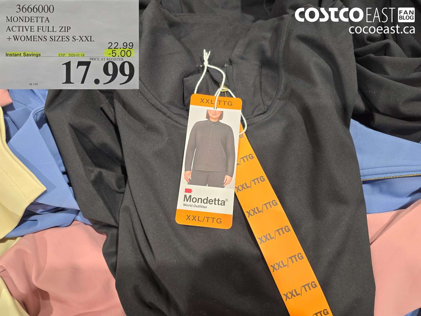 3666000 MONDETTA ACTIVE FULL ZIP +WOMENS SIZES S-XXL ($5.00 INSTANT SAVINGS EXPIRES ON 2026-01-18) $17.99