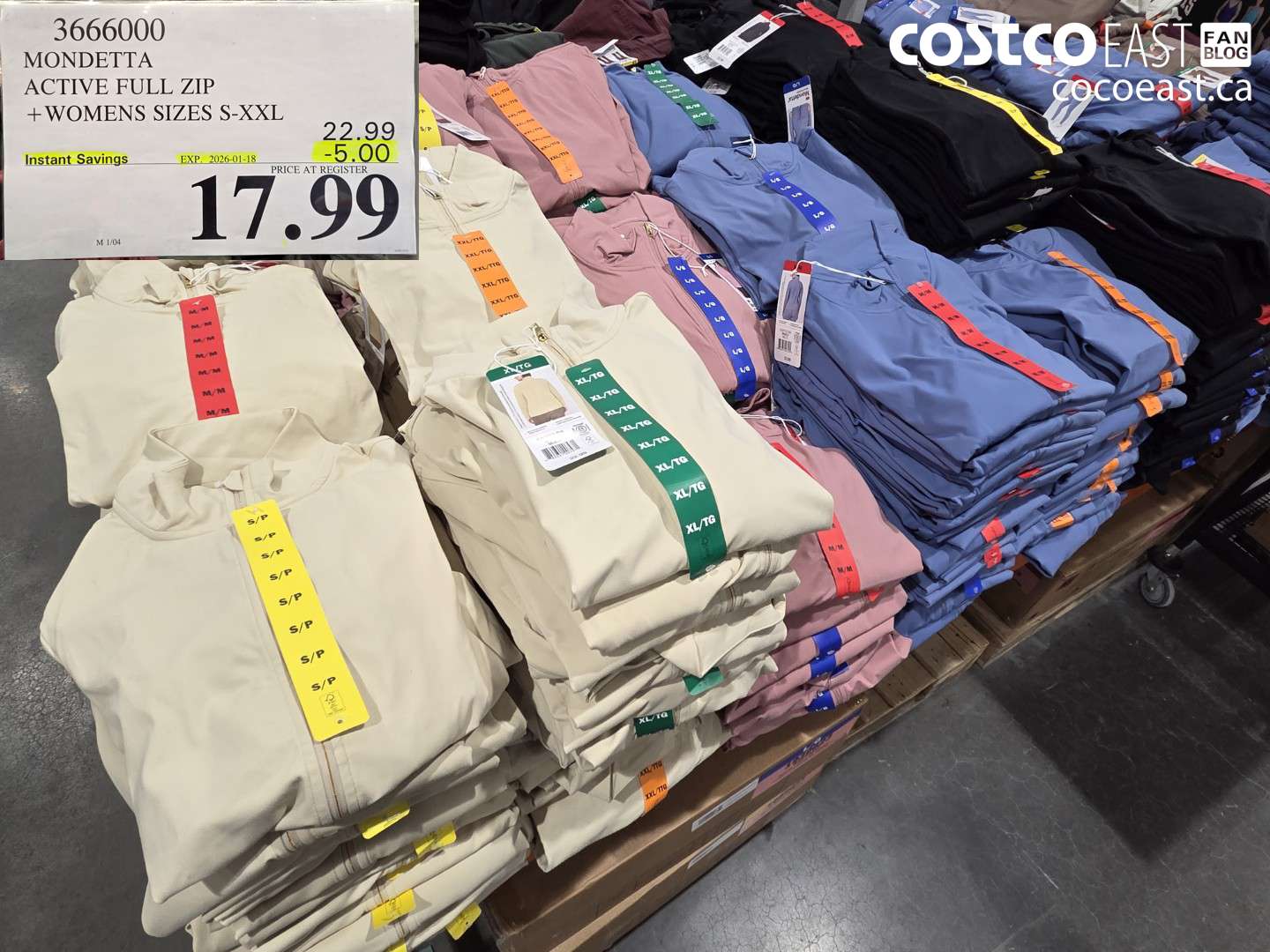 3666000 MONDETTA ACTIVE FULL ZIP +WOMENS SIZES S-XXL ($5.00 INSTANT SAVINGS EXPIRES ON 2026-01-18) $17.99