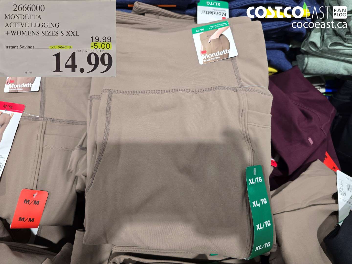 2666000 MONDETTA ACTIVE LEGGING +WOMENS SIZES S-XXL ($5.00 INSTANT SAVINGS EXPIRES ON 2026-01-18) $14.99