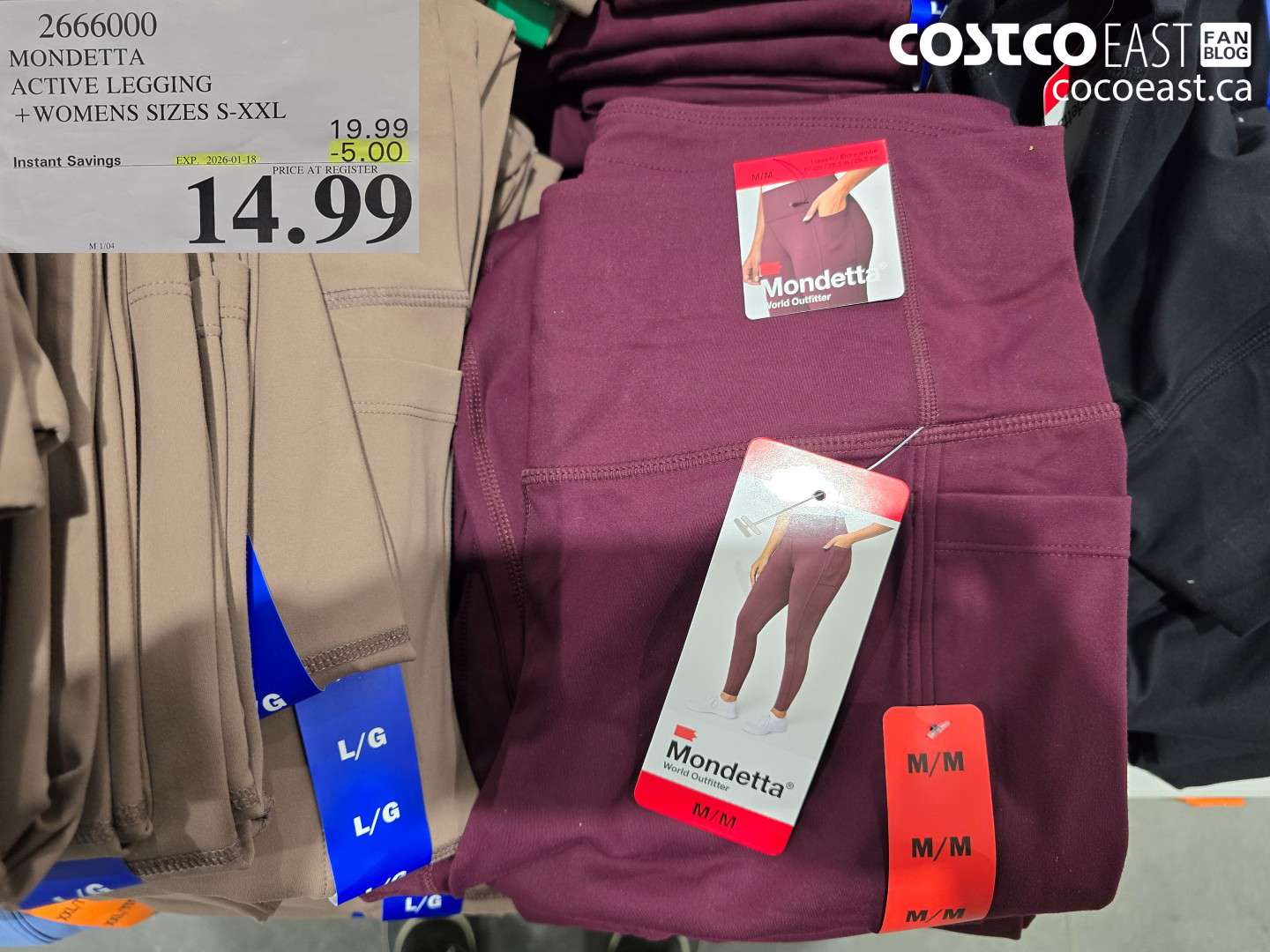 2666000 MONDETTA ACTIVE LEGGING +WOMENS SIZES S-XXL ($5.00 INSTANT SAVINGS EXPIRES ON 2026-01-18) $14.99