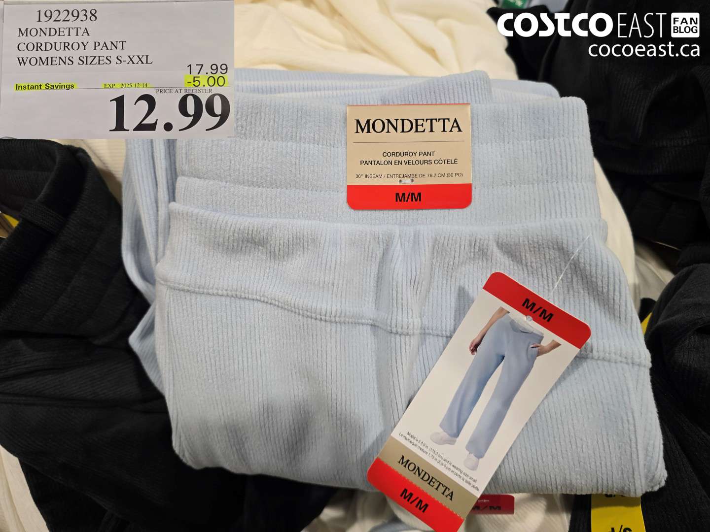 1922938 MONDETTA CORDUROY PANT WOMENS SIZES S-XXL ($5.00 INSTANT SAVINGS EXPIRES ON 2025-12-14) $12.99