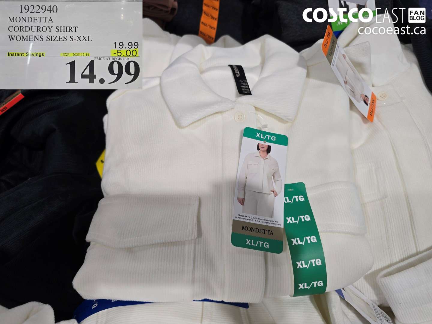 1922940 MONDETTA CORDUROY SHIRT WOMENS SIZES S-XXL ($5.00 INSTANT SAVINGS EXPIRES ON 2025-12-14) $14.99