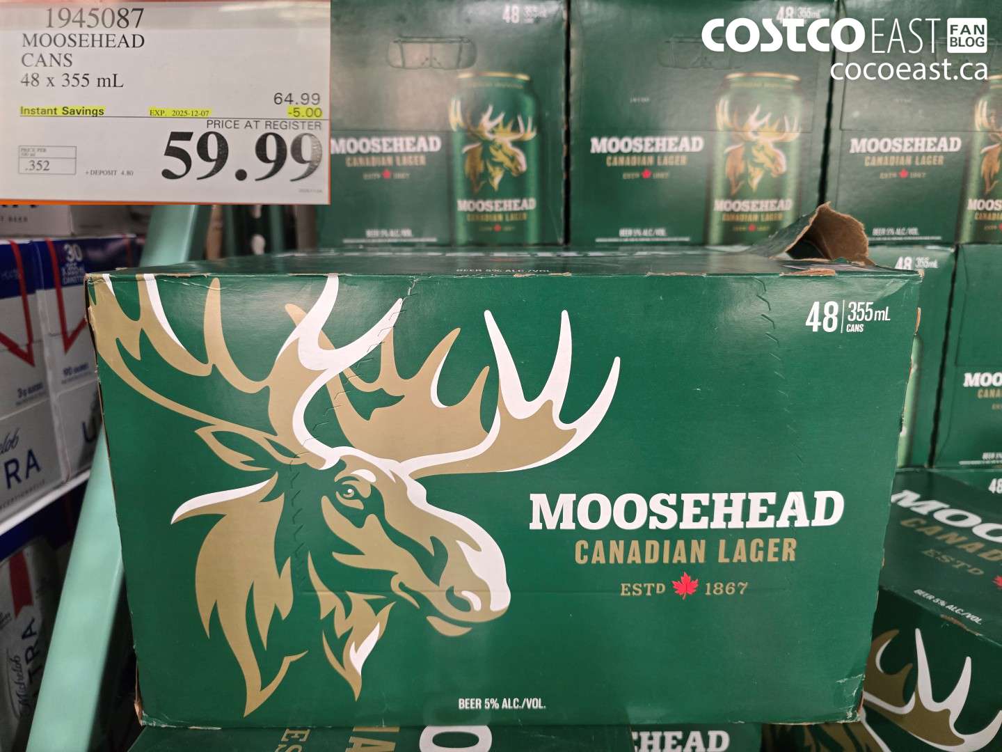 1945087 MOOSEHEAD CANS 48 x 355 mL ($5.00 INSTANT SAVINGS EXPIRES ON 2025-12-07) $59.99