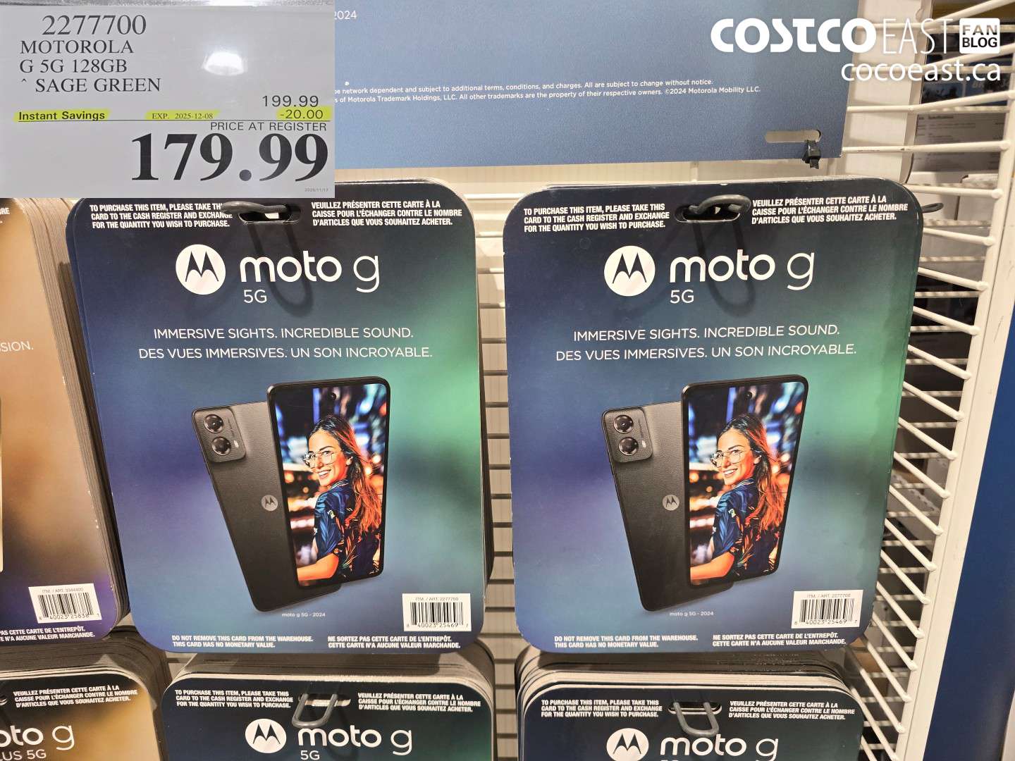 2277700 MOTOROLA G 5G 128GB SAGE GREEN ($20.00 INSTANT SAVINGS EXPIRES ON 2025-12-08) $179.99