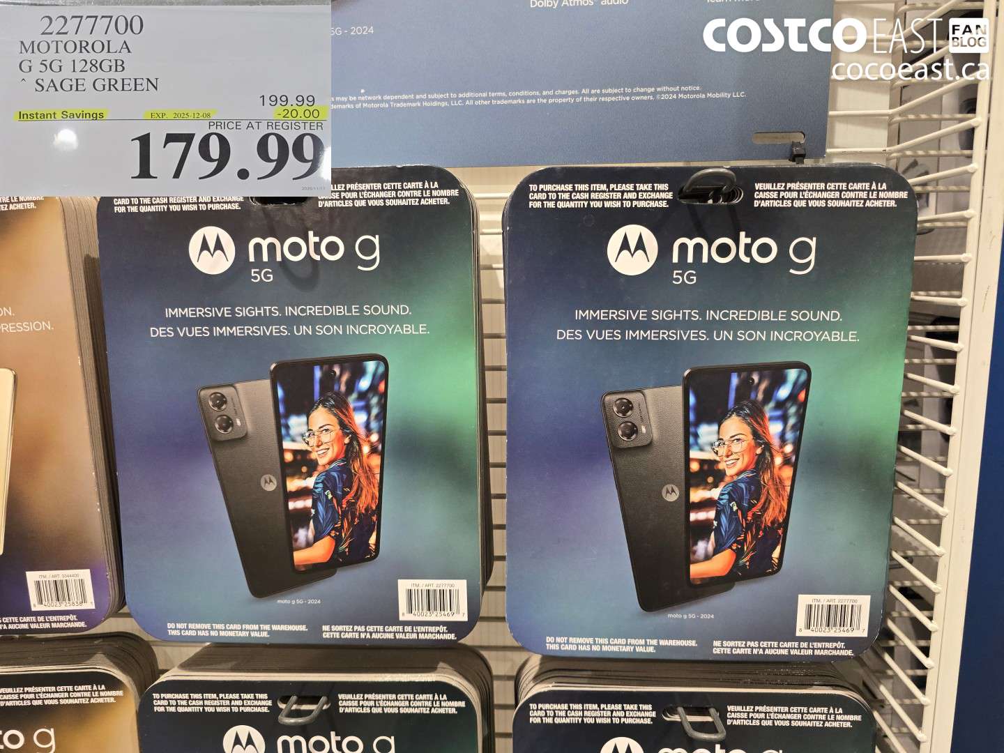2277700 MOTOROLA G 5G 128GB SAGE GREEN ($20.00 INSTANT SAVINGS EXPIRES ON 2025-12-08) $179.99