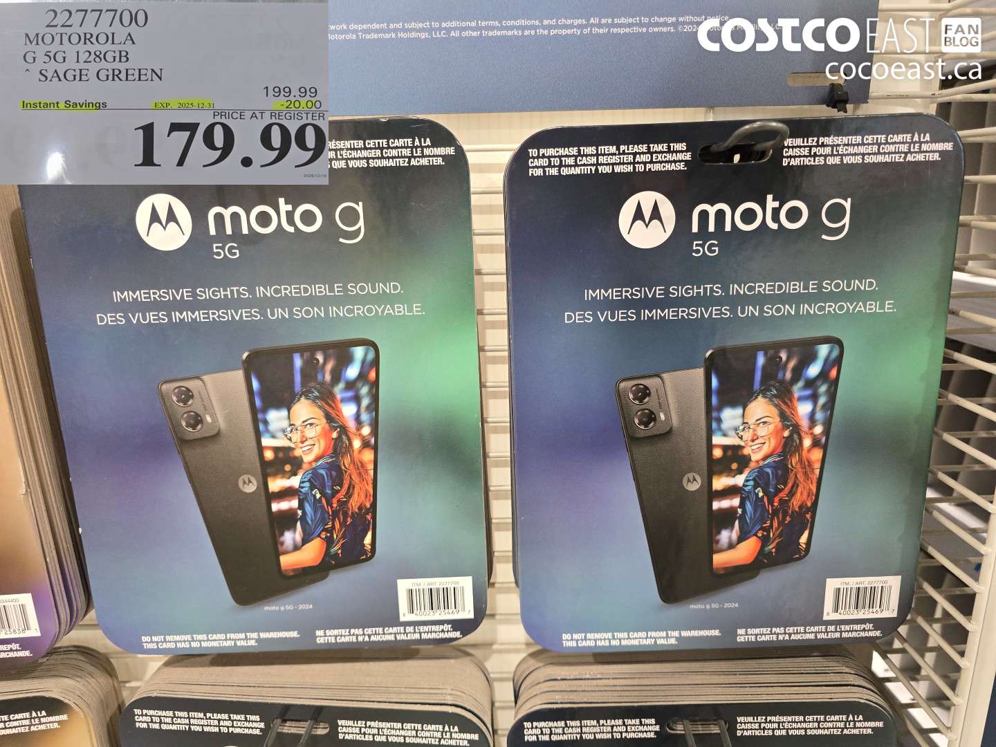 2277700 MOTOROLA G 5G 128GB SAGE GREEN ($20.00 INSTANT SAVINGS EXPIRES ON 2025-12-31) $179.99