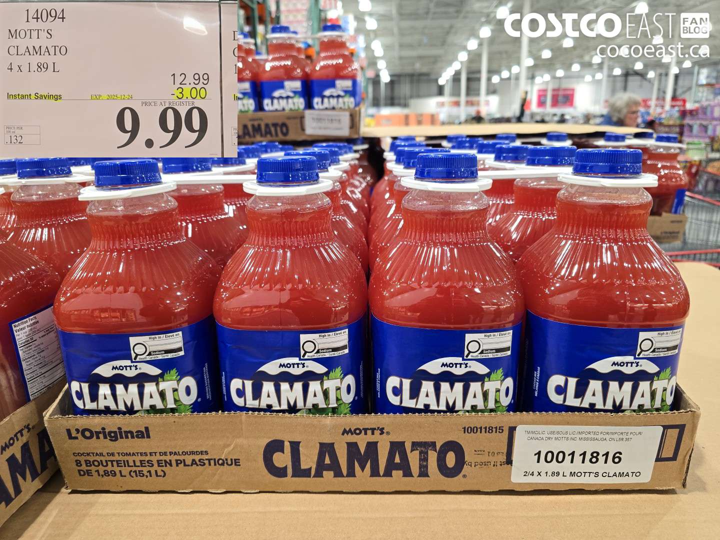 14094 MOTT'S CLAMATO 4 X 1.89 L ($3.00 INSTANT SAVINGS EXPIRES ON 2025-12-24) $9.99