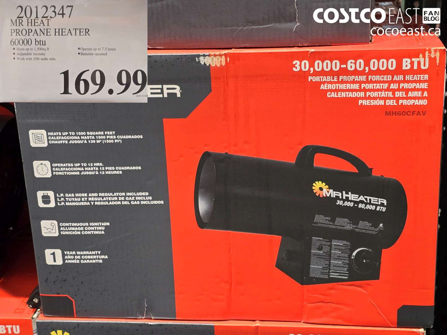 2012347 MR HEATER PROPANE HEATER 60000 btu $169.99