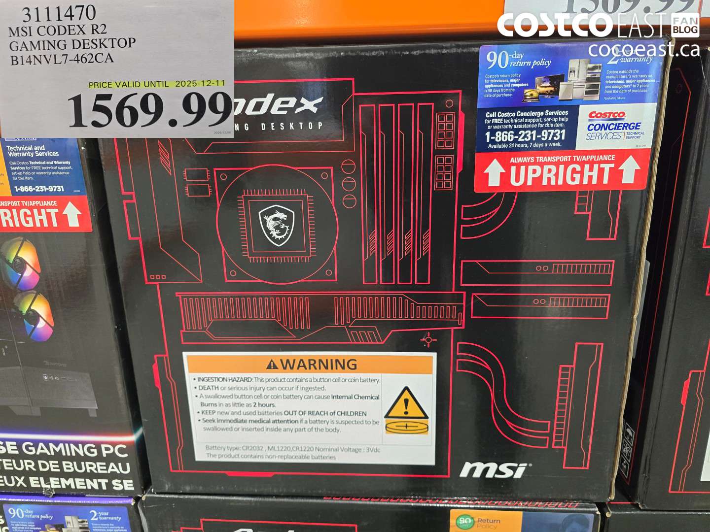 3111470 MSI CODEX R2 GAMING DESKTOP B14NVL7-462CA $1569.99