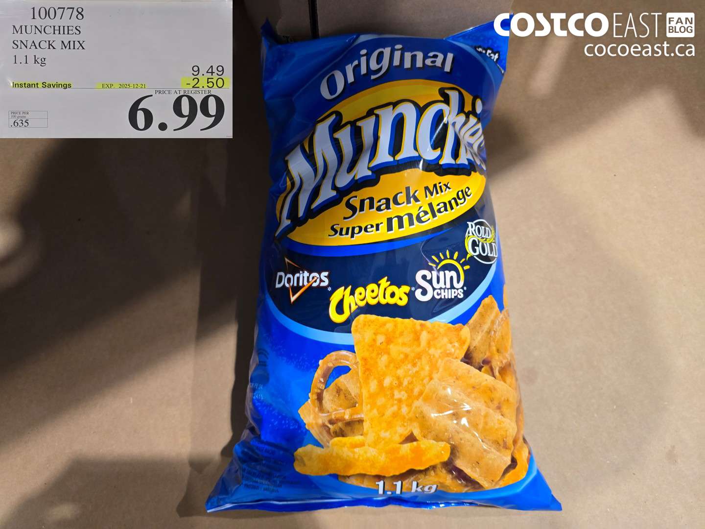 100778 MUNCHIES SNACK MIX 1.1 KG ($2.50 INSTANT SAVINGS EXPIRES ON 2025-12-21) $6.99