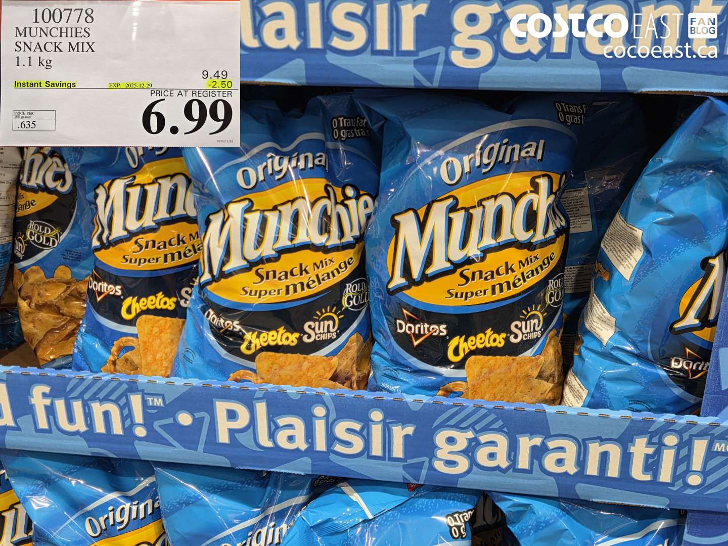 100778 MUNCHIES SNACK MIX 1.1 KG ($2.50 INSTANT SAVINGS EXPIRES ON 2025-12-29) $6.99
