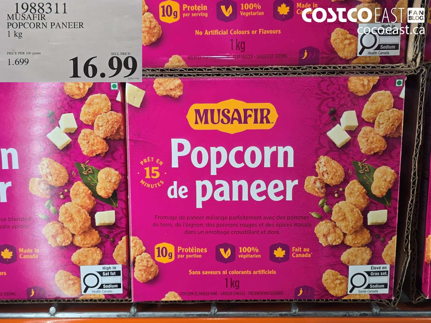 1983311 MUSAFIR POPCORN PANEER 1 KG $16.99