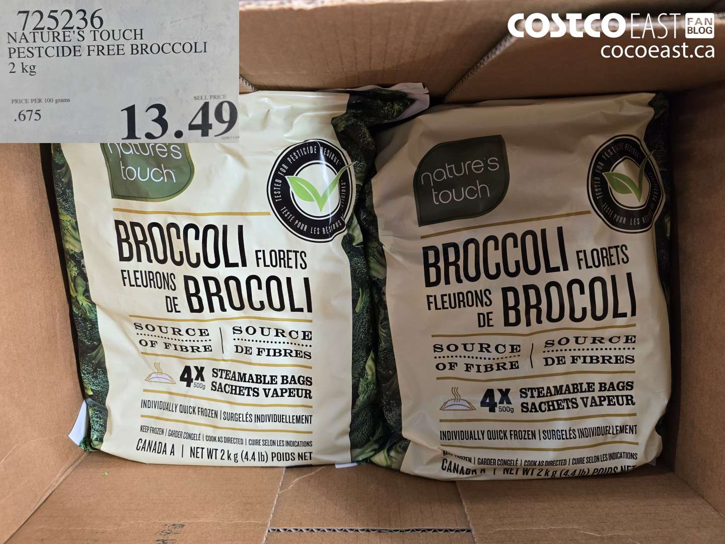 725236 NATURE'S TOUCH PESTICIDE FREE BROCCOLI 2KG $13.49