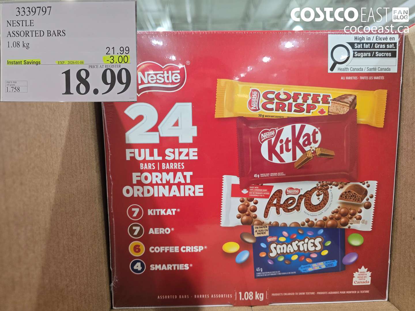 3339797 NESTLE ASSORTED BARS 1.08 KG ($3.00 INSTANT SAVINGS EXPIRES ON 2026-01-04) $18.99