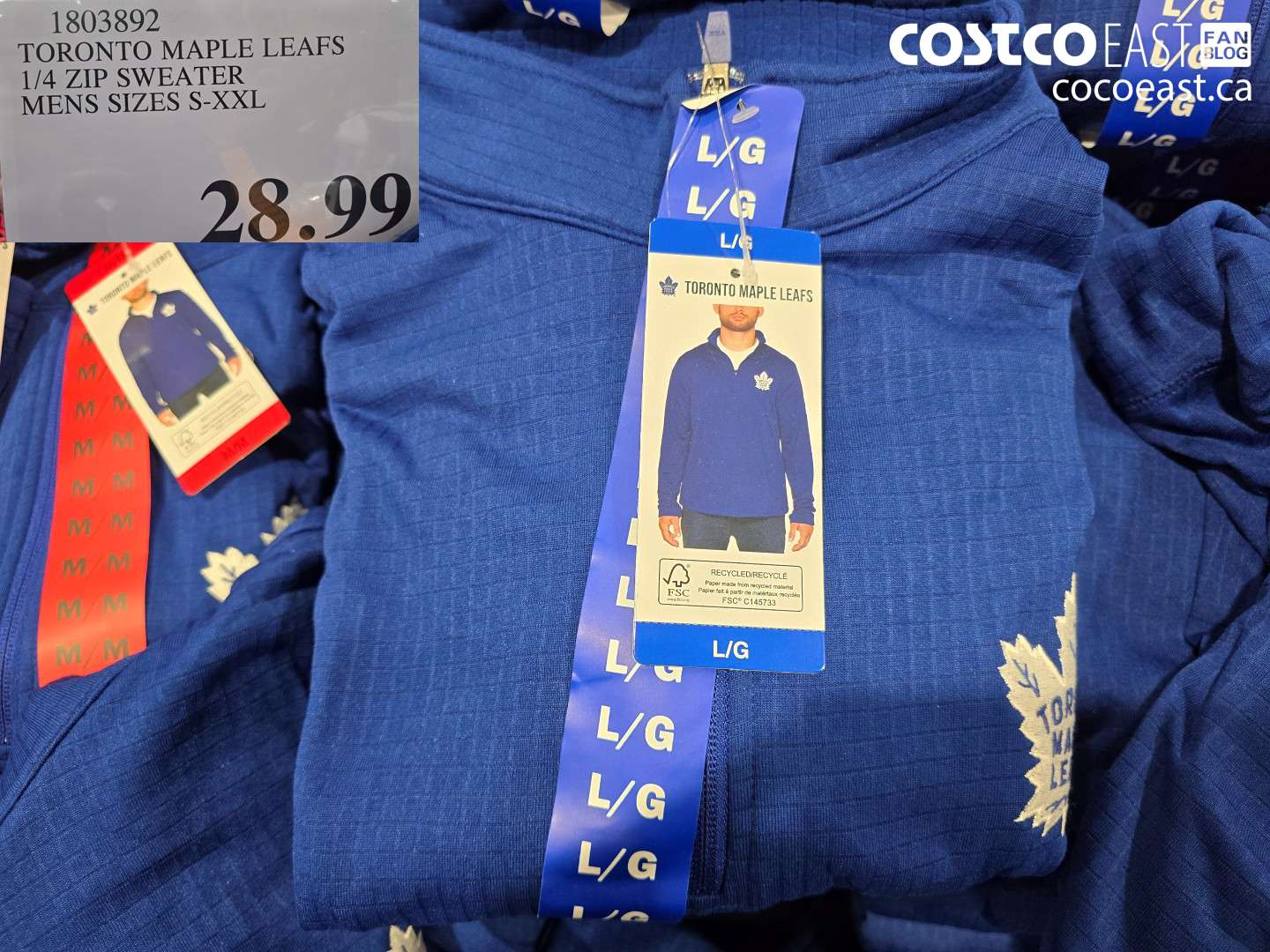1803892 NHL LEAFS 1/4 ZIP SWEATER MENS SIZES S-XXL $28.99