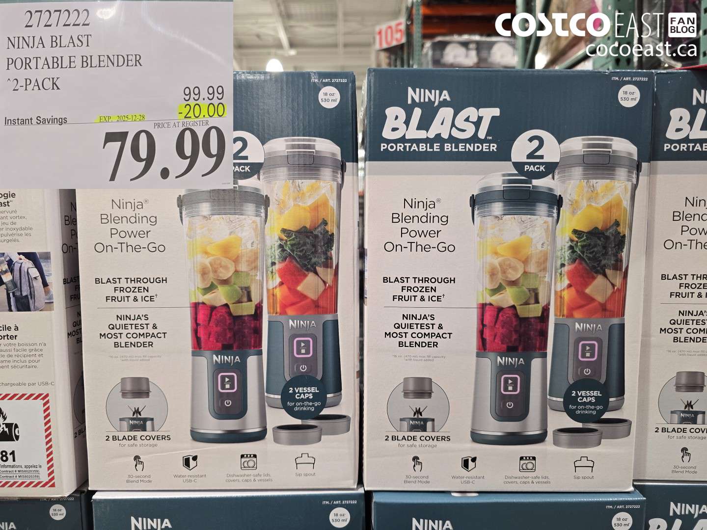2727222 NINJA BLAST PORTABLE BLENDER 2-PACK ($20.00 INSTANT SAVINGS EXPIRES ON 2025-12-28) $79.99