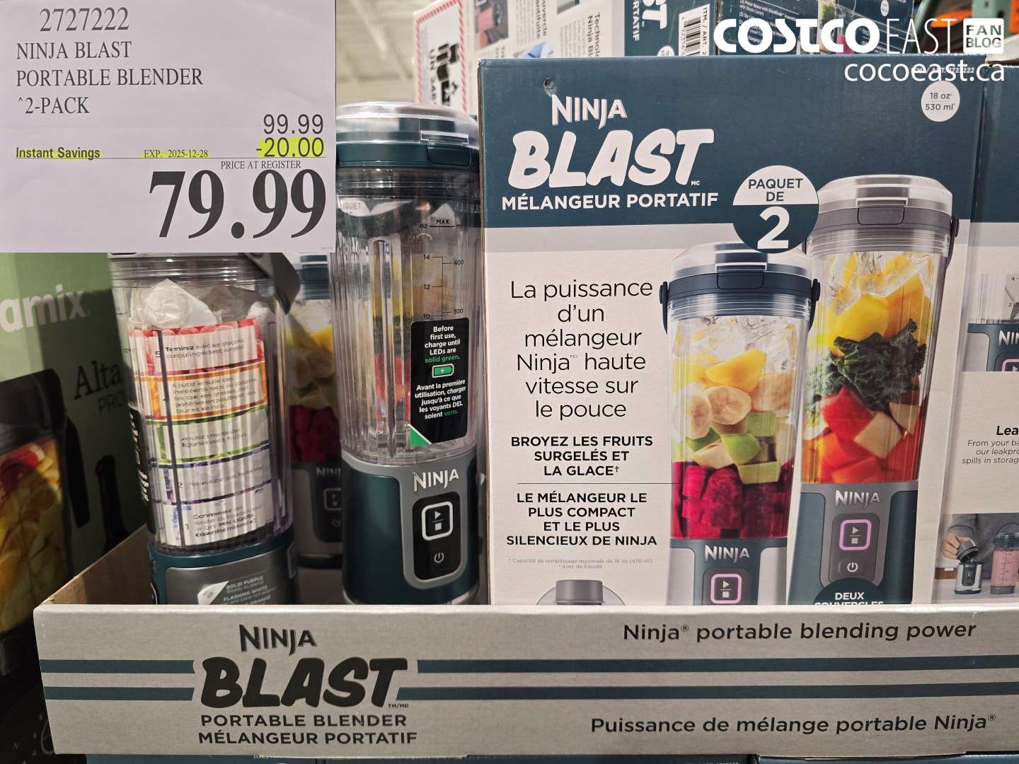 2727222 NINJA BLAST PORTABLE BLENDER 2-PACK ($20.00 INSTANT SAVINGS EXPIRES ON 2025-12-28) $79.99