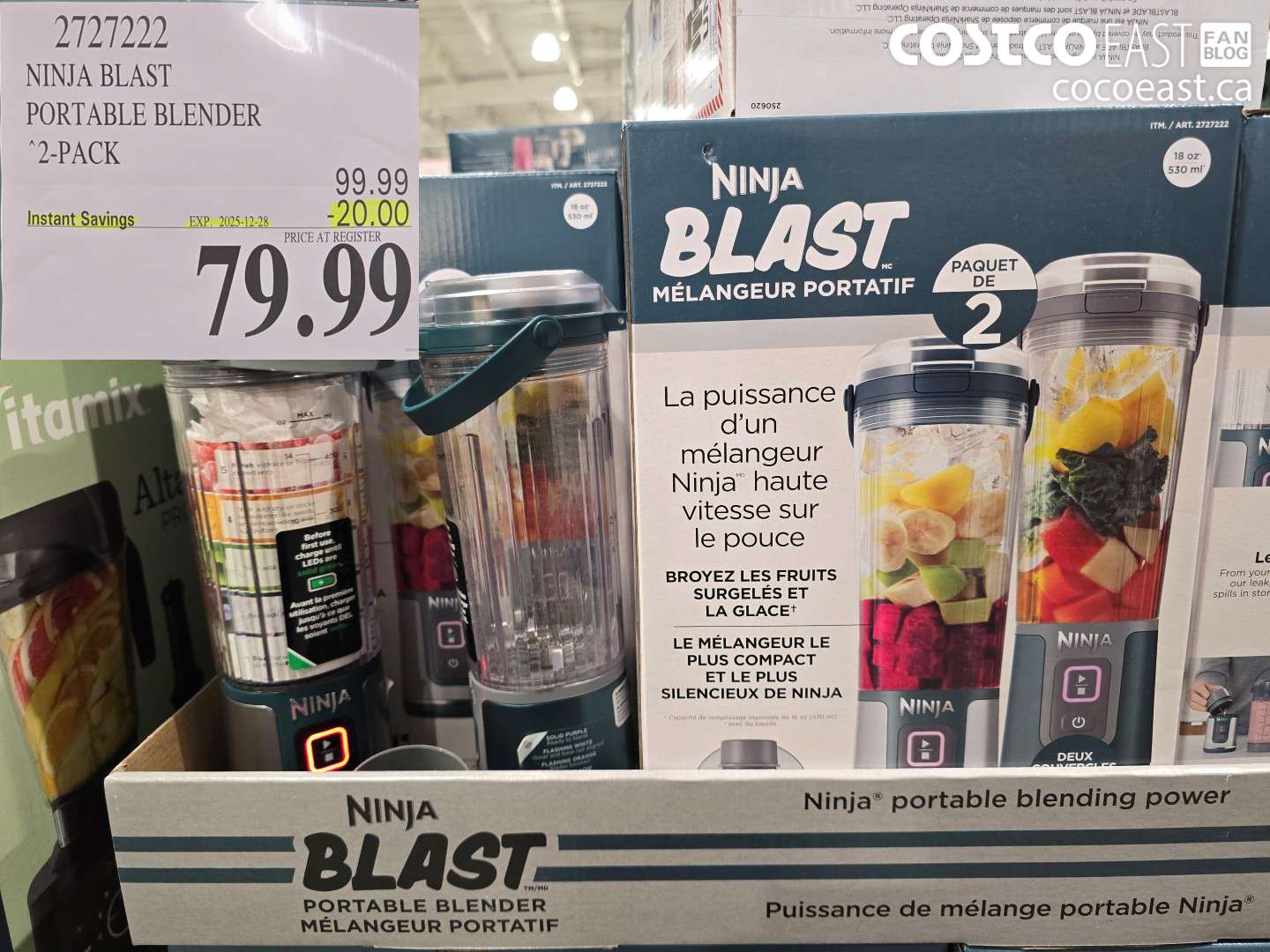 2727222 NINJA BLAST PORTABLE BLENDER 2-PACK ($20.00 INSTANT SAVINGS EXPIRES ON 2025-12-28) $79.99