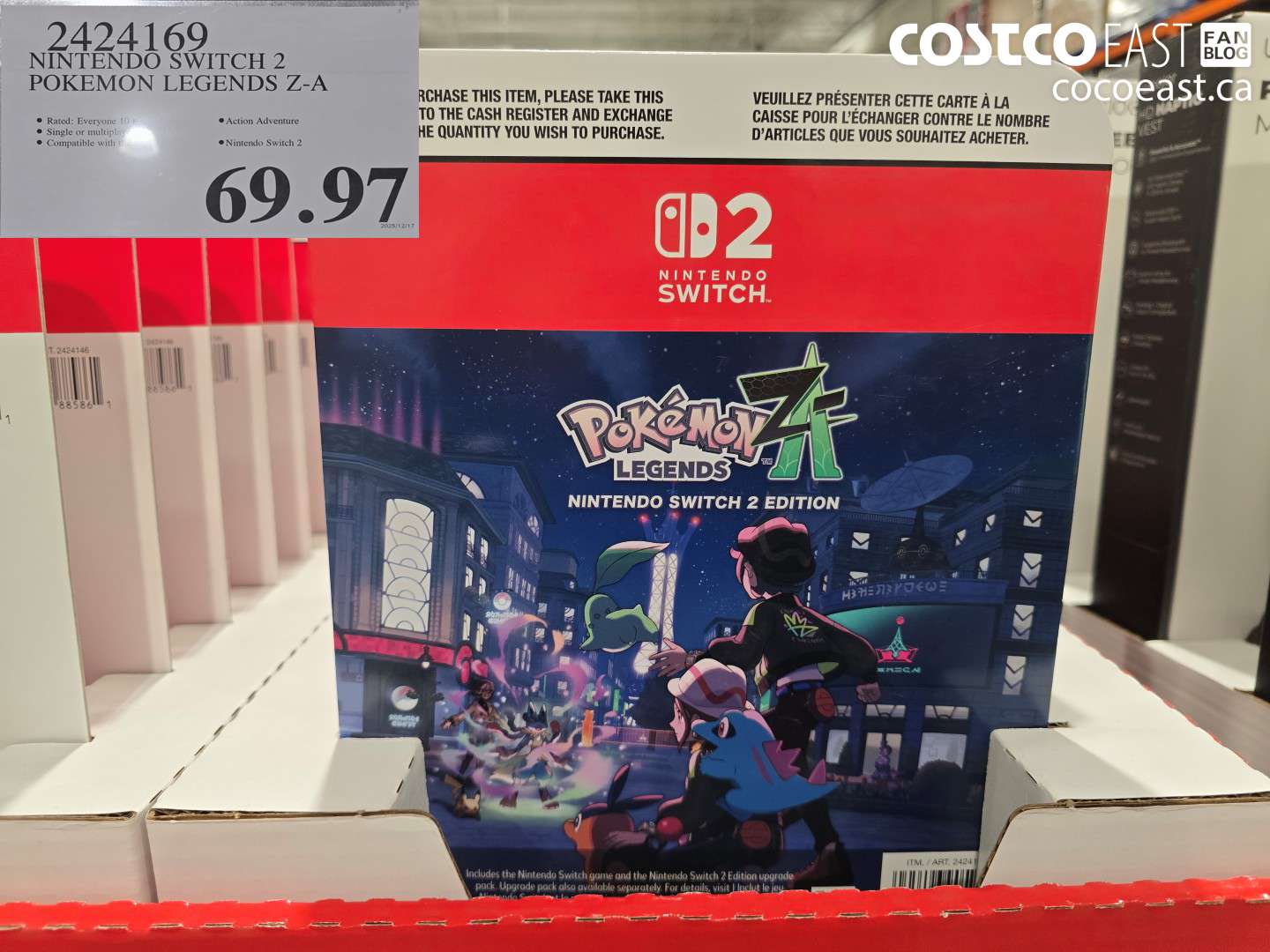 2424169 NINTENDO SWITCH 2 POKEMON LEGENDS Z-A SD 10/16/25 $69.97