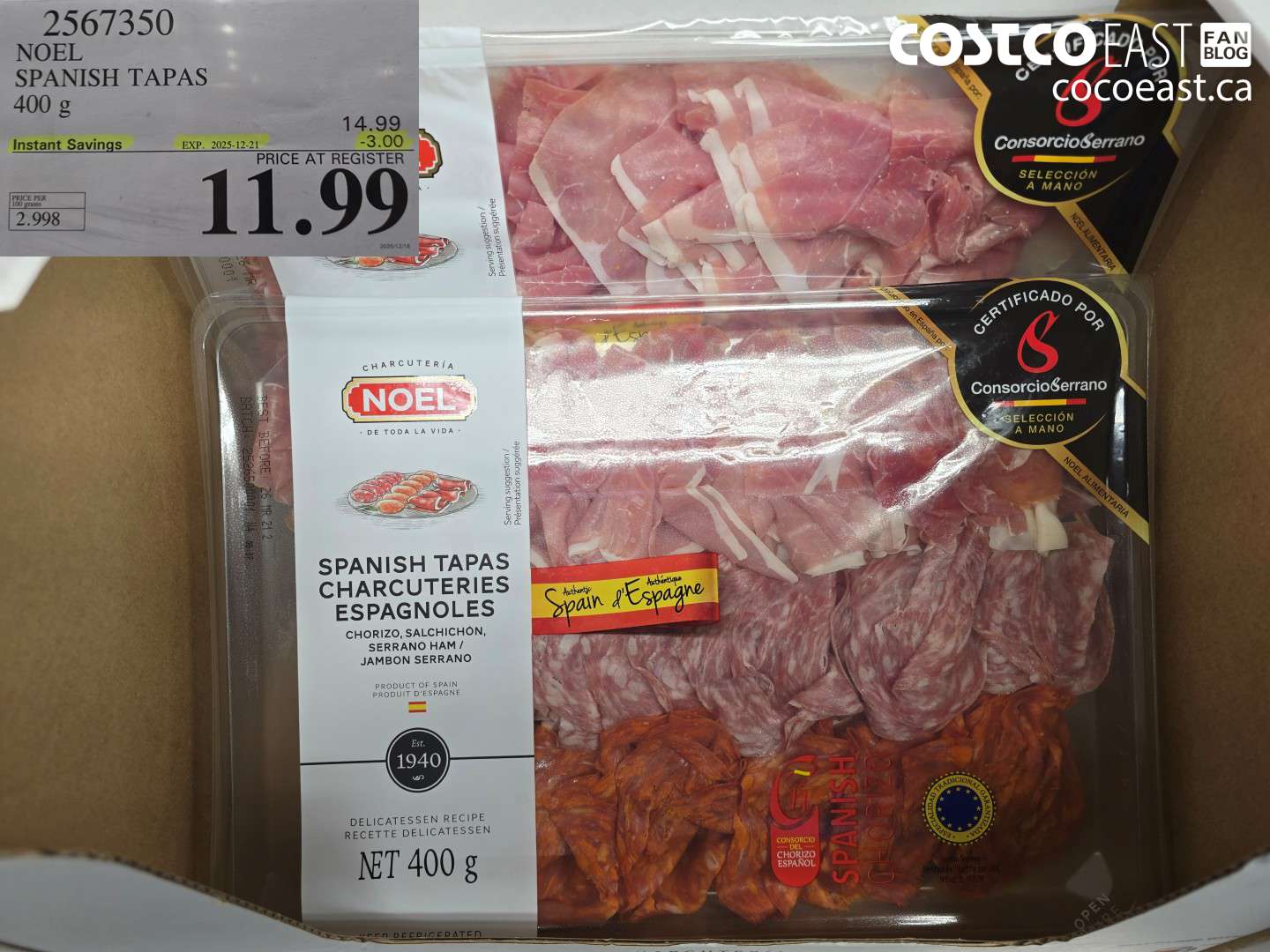 2567350 NOEL SPANISH TAPAS 400 g ($3.00 INSTANT SAVINGS EXPIRES ON 2025-12-21) $11.99