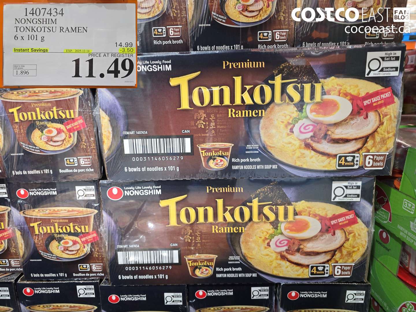 1407434 NONGSHIM TONKOTSU RAMEN 6 X 101 G ($3.50 INSTANT SAVINGS EXPIRES ON 2025-12-14) $11.49