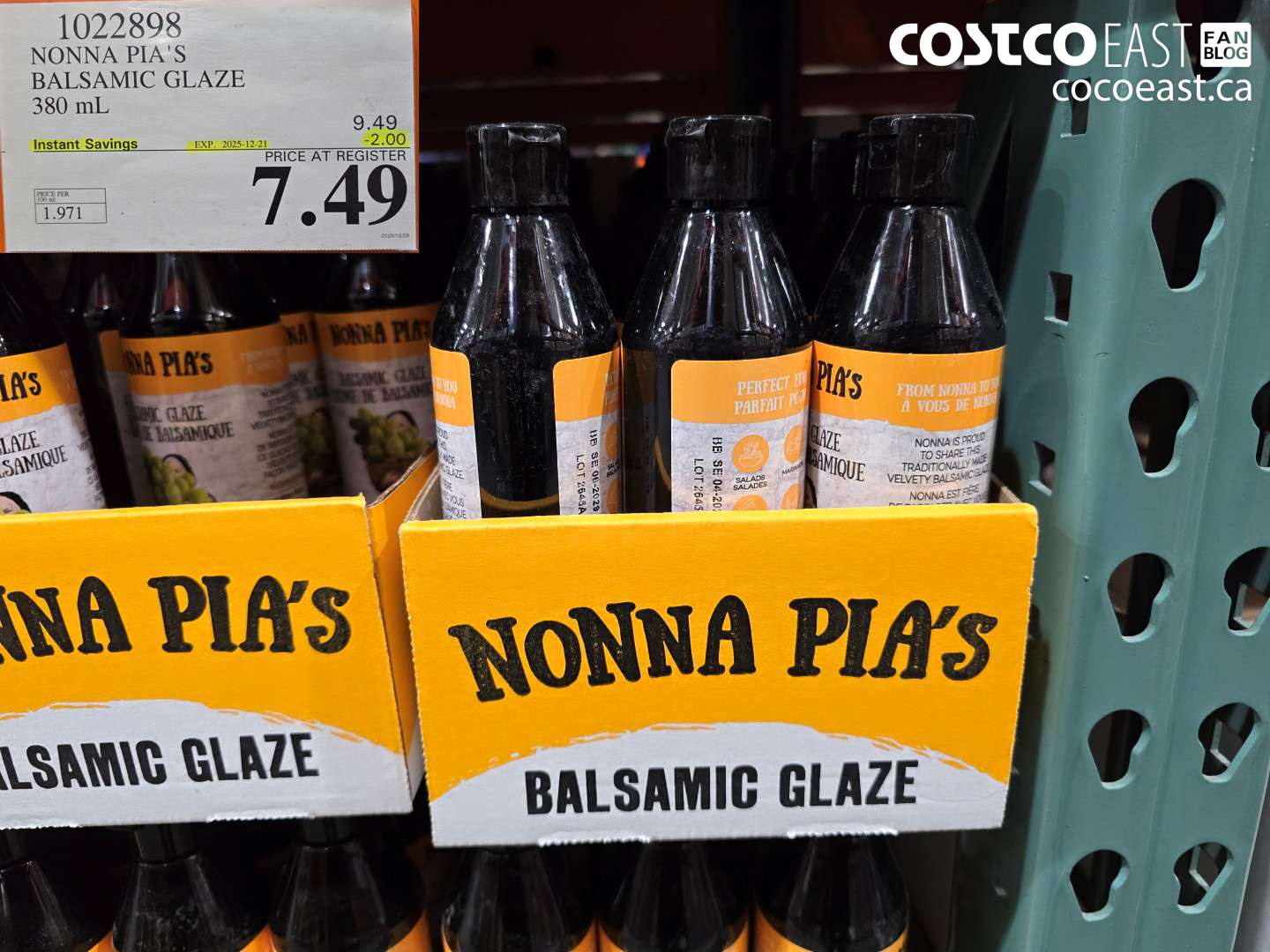 1022898 NONNA PIA'S BALSAMIC GLAZE 380 mL ($2.00 INSTANT SAVINGS EXPIRES ON 2025-12-21) $7.49