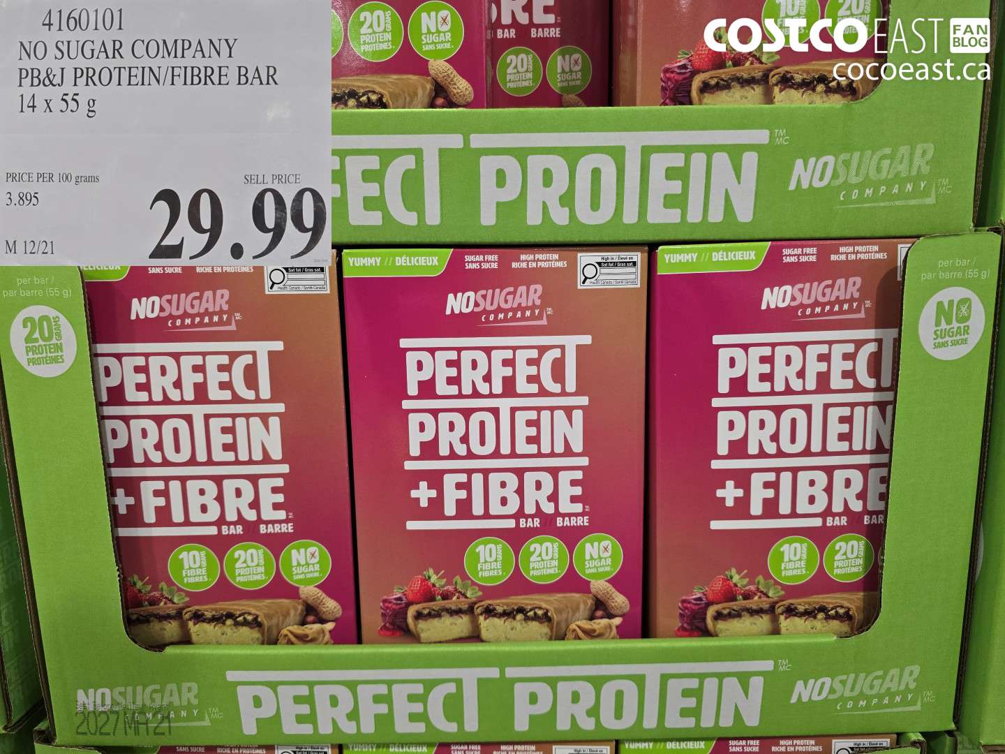 4160101 NO SUGAR COMPANY PB & J PROTEIN/FIBRE BAR14 X 55 G $29.99