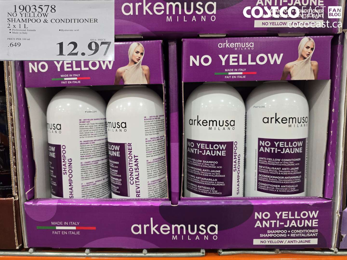 1903578 NO YELLOW SHAMPOO & CONDITIONER 2 X 1L $12.97