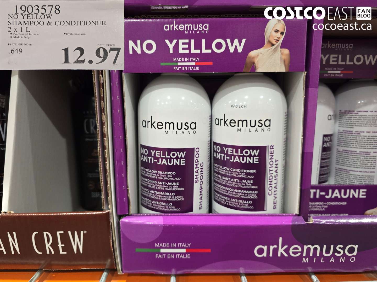1903578 NO YELLOW SHAMPOO & CONDITIONER 2 X 1L $12.97