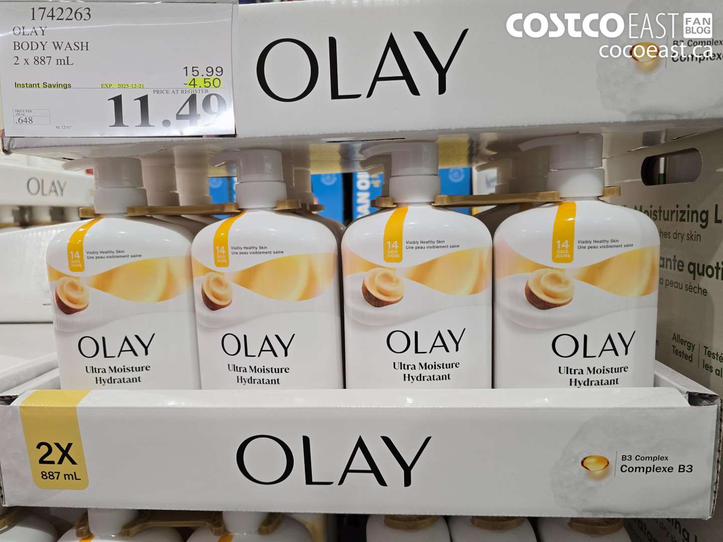 1742263 OLAY BODY WASH 2 X 887 mL ($4.50 INSTANT SAVINGS EXPIRES ON 2025-12-21) $11.49