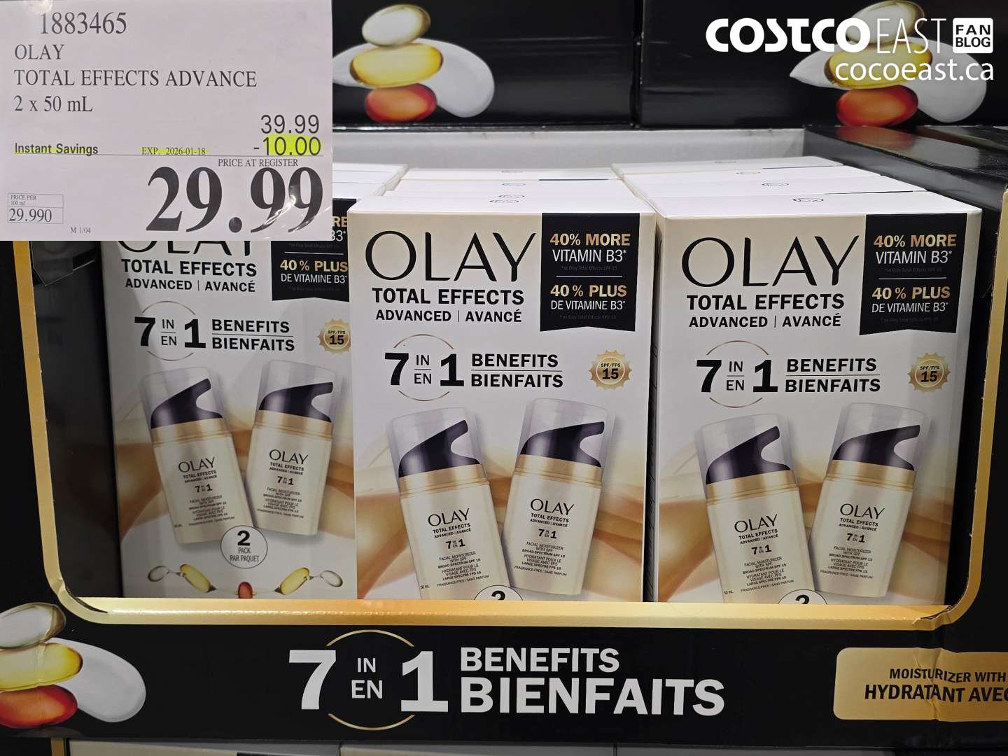 1883465 OLAY TOTAL EFFECTS ADVANCE 2 X 50 ML ($10.00 INSTANT SAVINGS EXPIRES ON 2026-01-18) $29.99