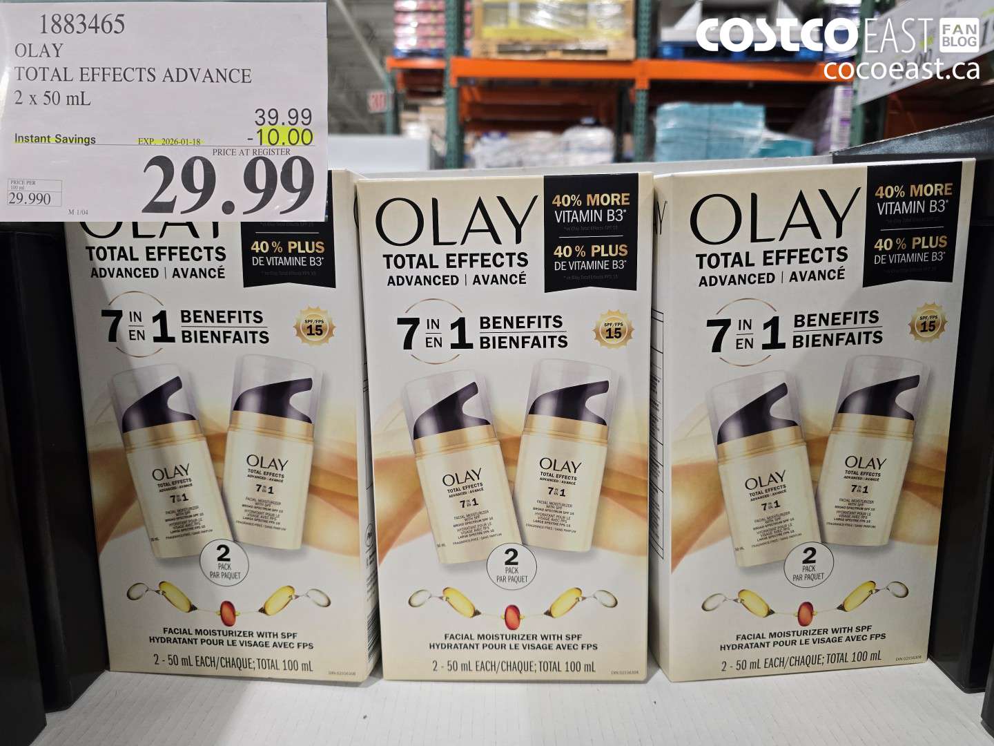 1883465 OLAY TOTAL EFFECTS ADVANCE 2 X 50 ML 2026-0-118 ($10.00 INSTANT SAVINGS) $29.99